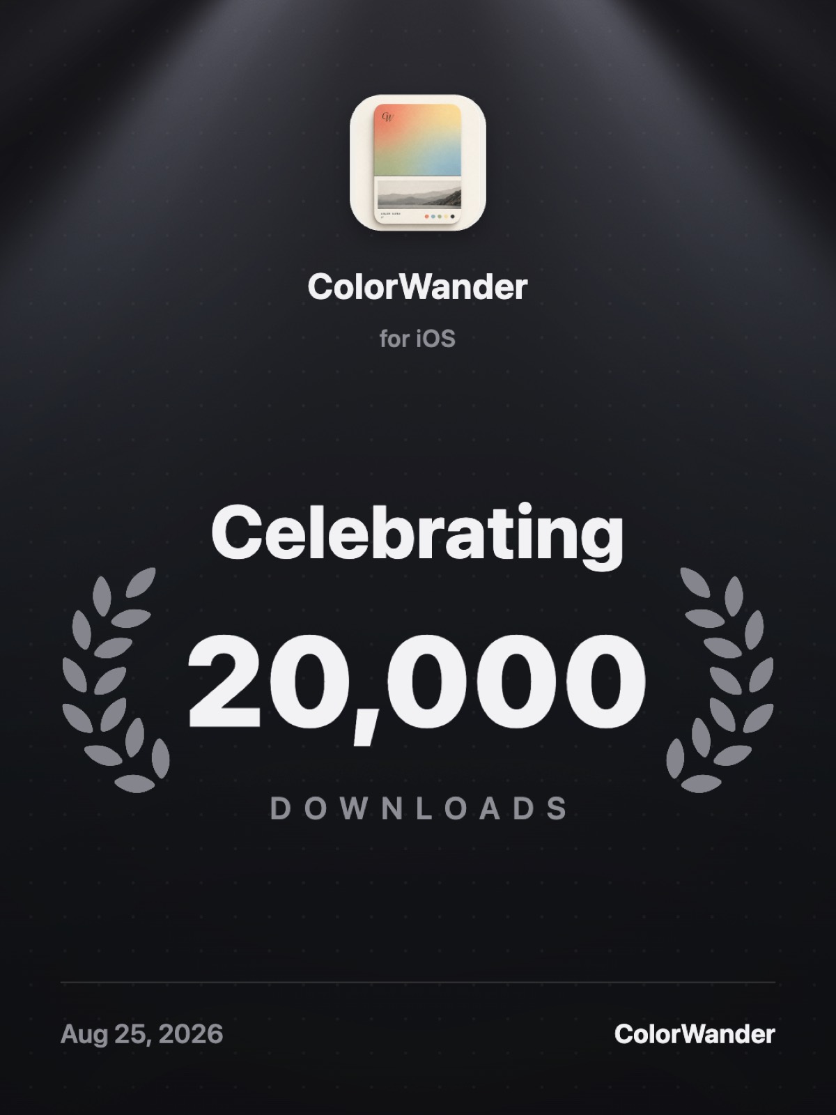 ColorWander 下载量突破 20,000 的纪念海报